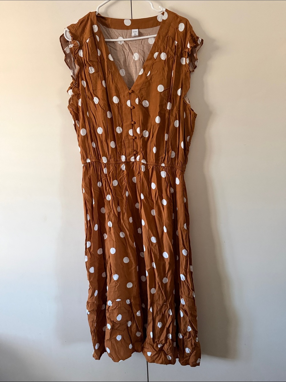 Polka Dot Rust Midi Skirt - Women's Stylish Swing Skirt
